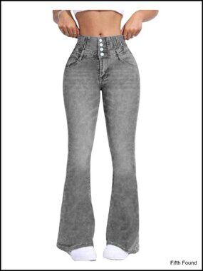 High Waisted Flare Jeans Wide Leg Bell Bottoms Stretchy Denim Pants